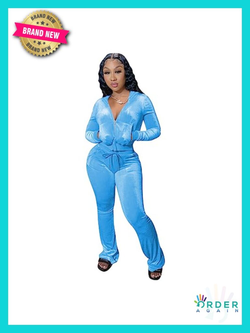 Women's 2 Piece Velour Tracksuit Long Sleeve Zip Up Crop Top Sweatpants with